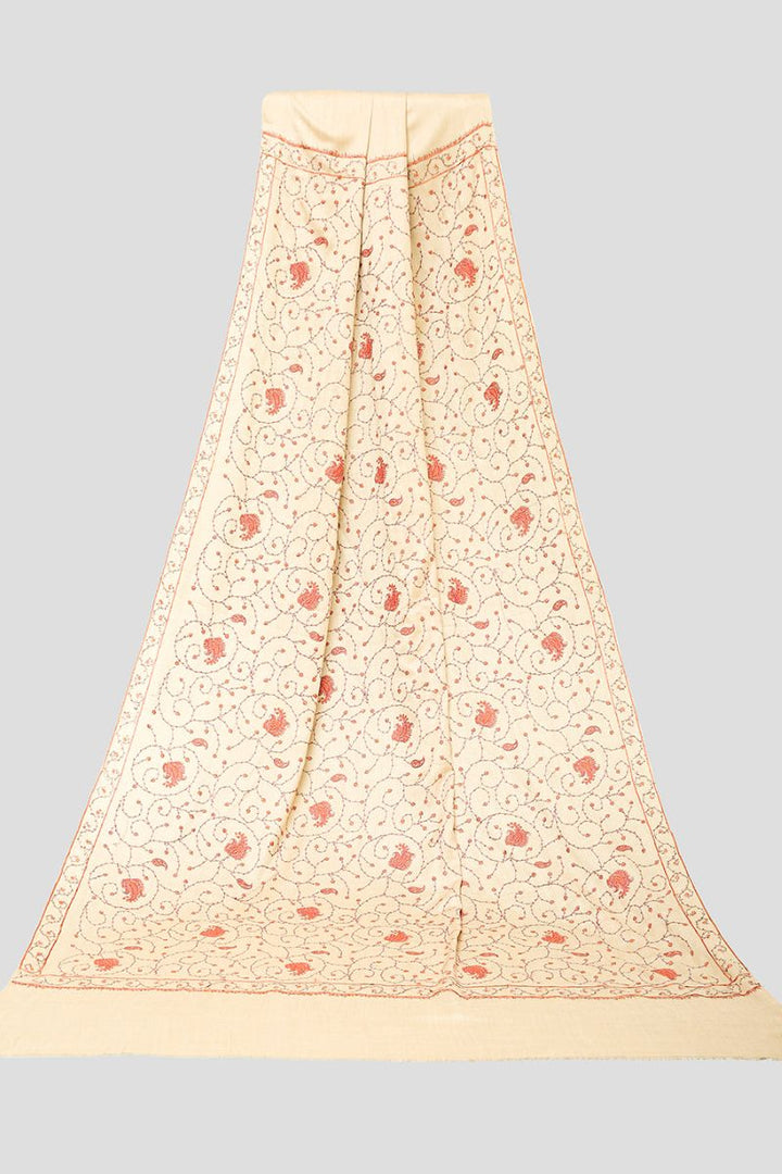 Ayla Studio - EMBROIDERED PASHMINA SHAWL - JANAAN - Light Brown - 1 Piece