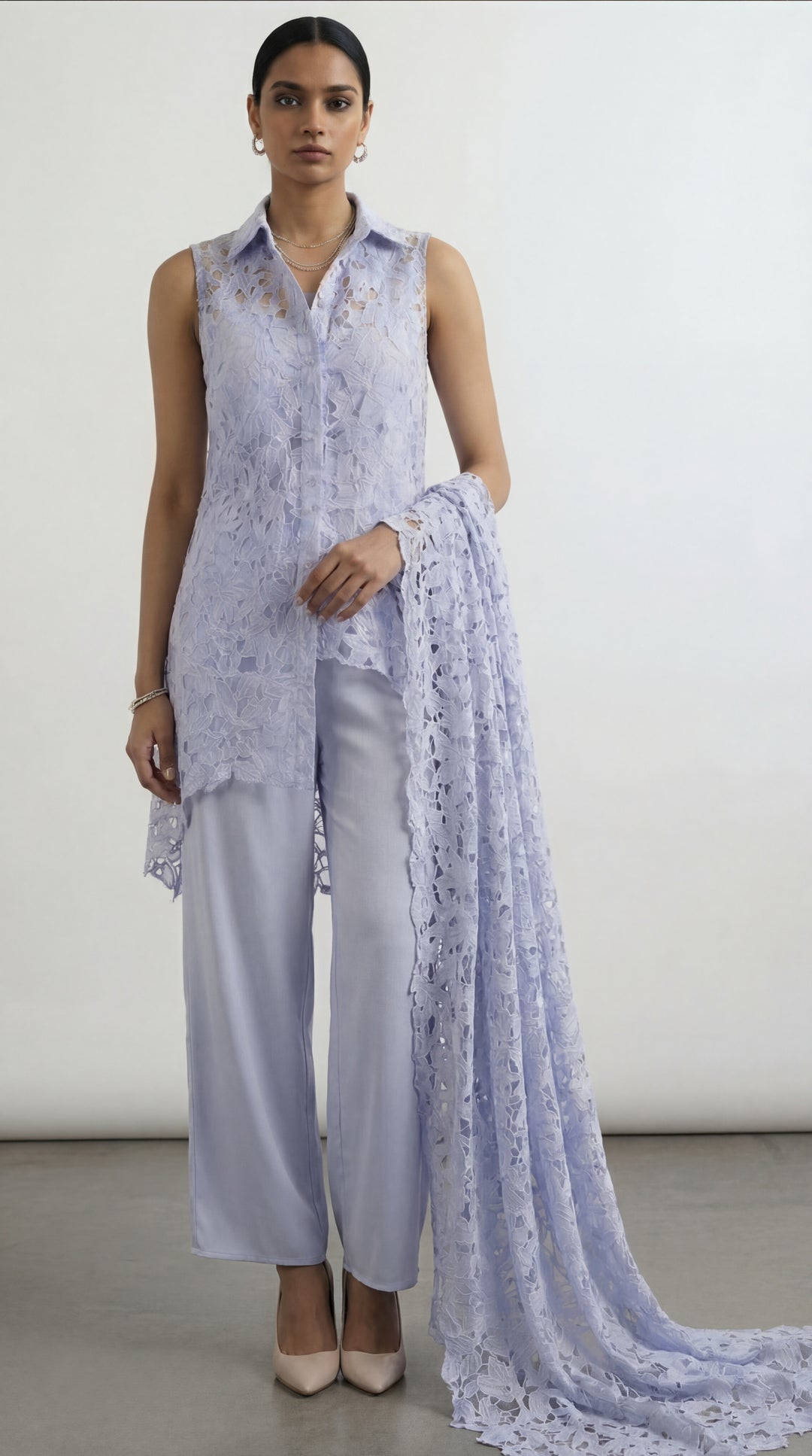 Reema Ahsan - Noa Organza Suit For Women - Light Blue - 3 Piece - Studio by TCS