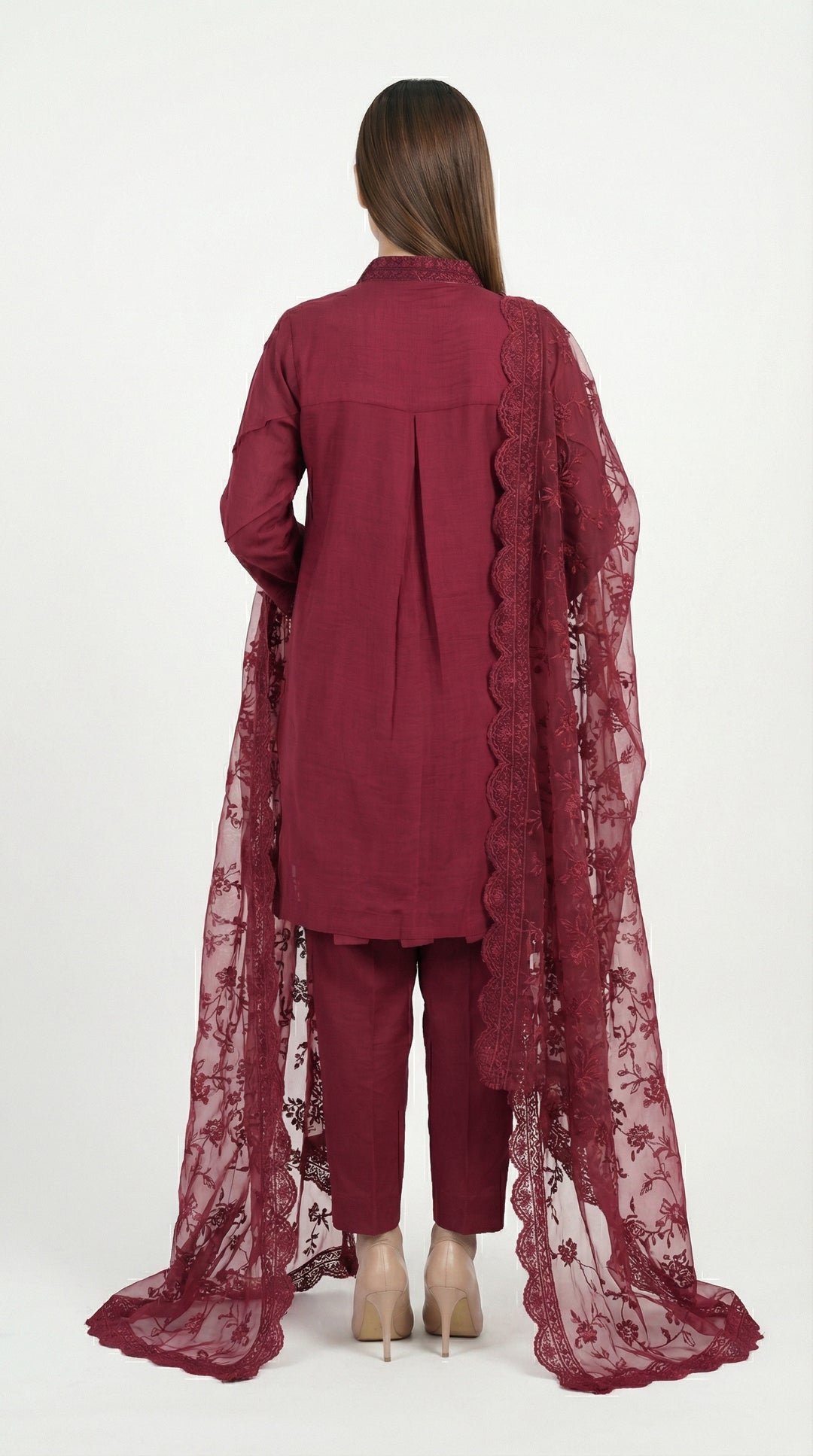 Reema Ahsan - Ailsa Cora Cotton Suit For Women - Maroon - 3 Piece - Studio by TCS