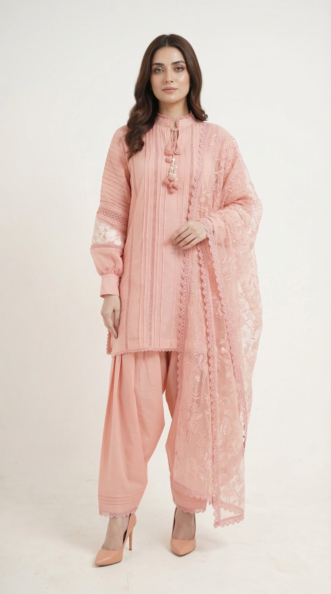 Reema Ahsan - Fira Cora Cotton Suit For Women - Rose Pink - 3 Piece - Studio by TCS