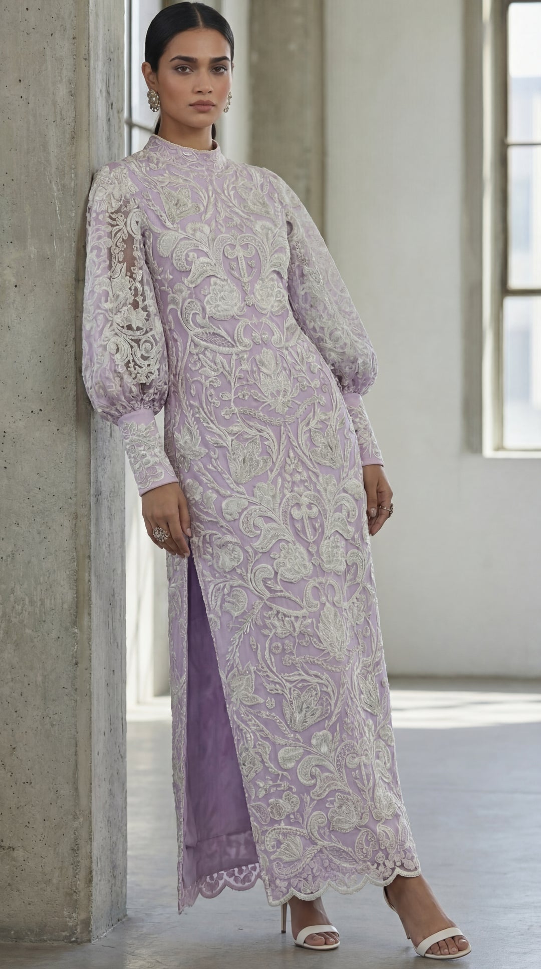 Reema Ahsan - Mahjabeen Organza Suit For Women - Lilac - 3 Piece
