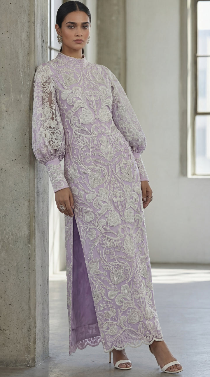 Reema Ahsan - Mahjabeen Organza Suit For Women - Lilac - 3 Piece