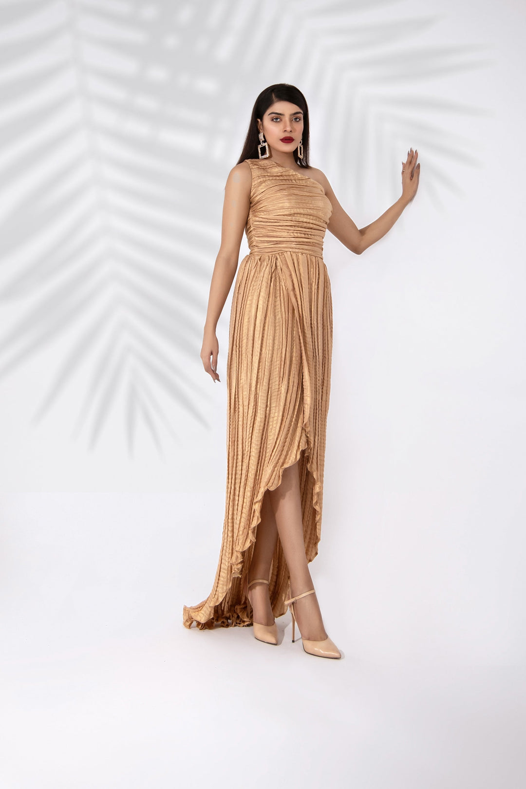 Syah - Crushed Sleeveless Dress - Gold - Masuri - 1 Piece