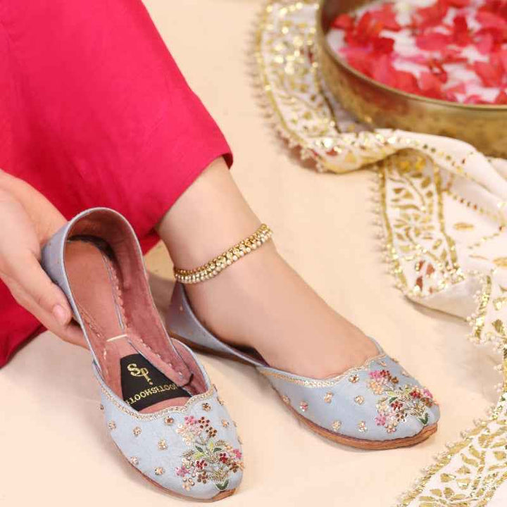 JootiShooti - Ombre Oasis Powder Blue Khussa For Women