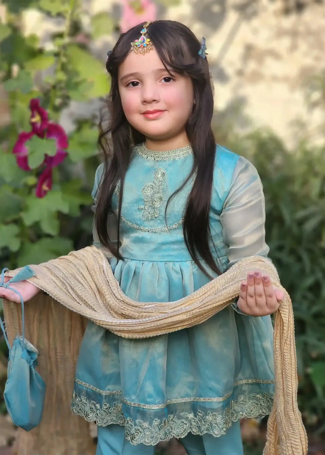 Modest - Maysuri Embroidered Frock For Girl -  3 Piece