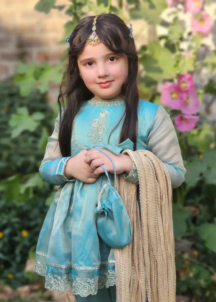 Modest - Maysuri Embroidered Frock For Girl -  3 Piece
