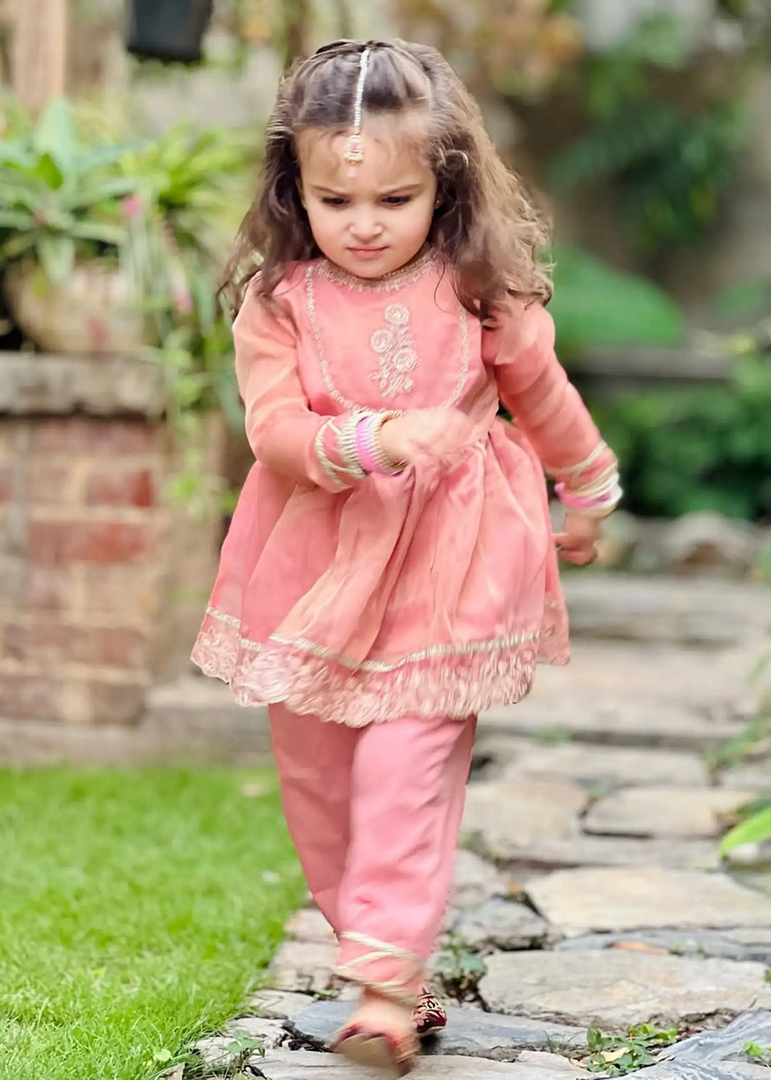 Modest - Maysuri Frock For Girl - Pink - 3 Piece