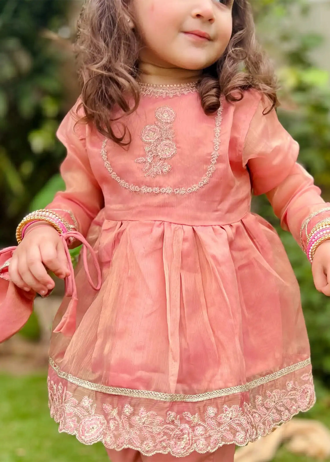Modest - Maysuri Frock For Girl - Pink - 3 Piece