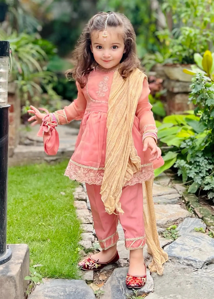 Modest - Maysuri Frock For Girl - Pink - 3 Piece
