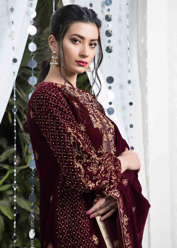 Laleen Maroon Fantasy 3 Piece Suit
