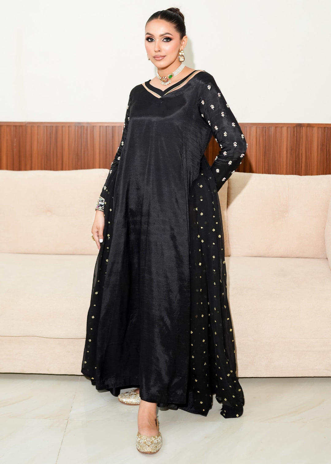 Allure By Ih - Maanvi Raw Silk Suit For Women - Black - 3 Piece