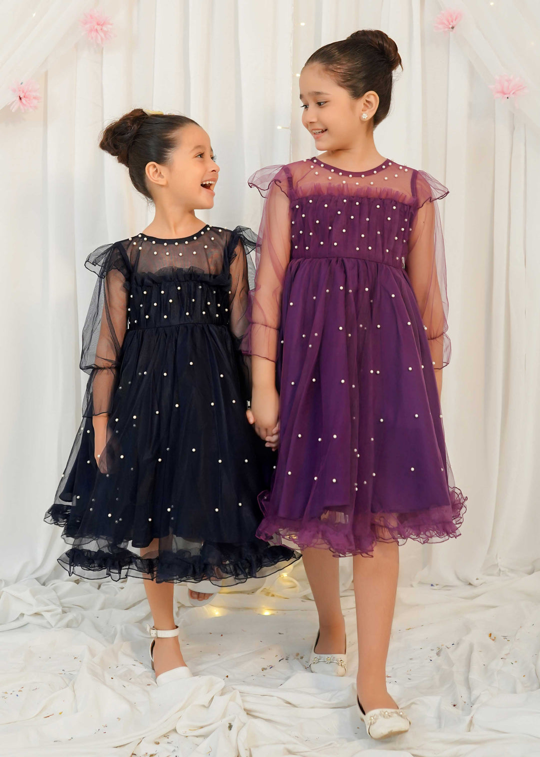Modest - Net Pearl Frock For Girl - Pearl - 1 Piece
