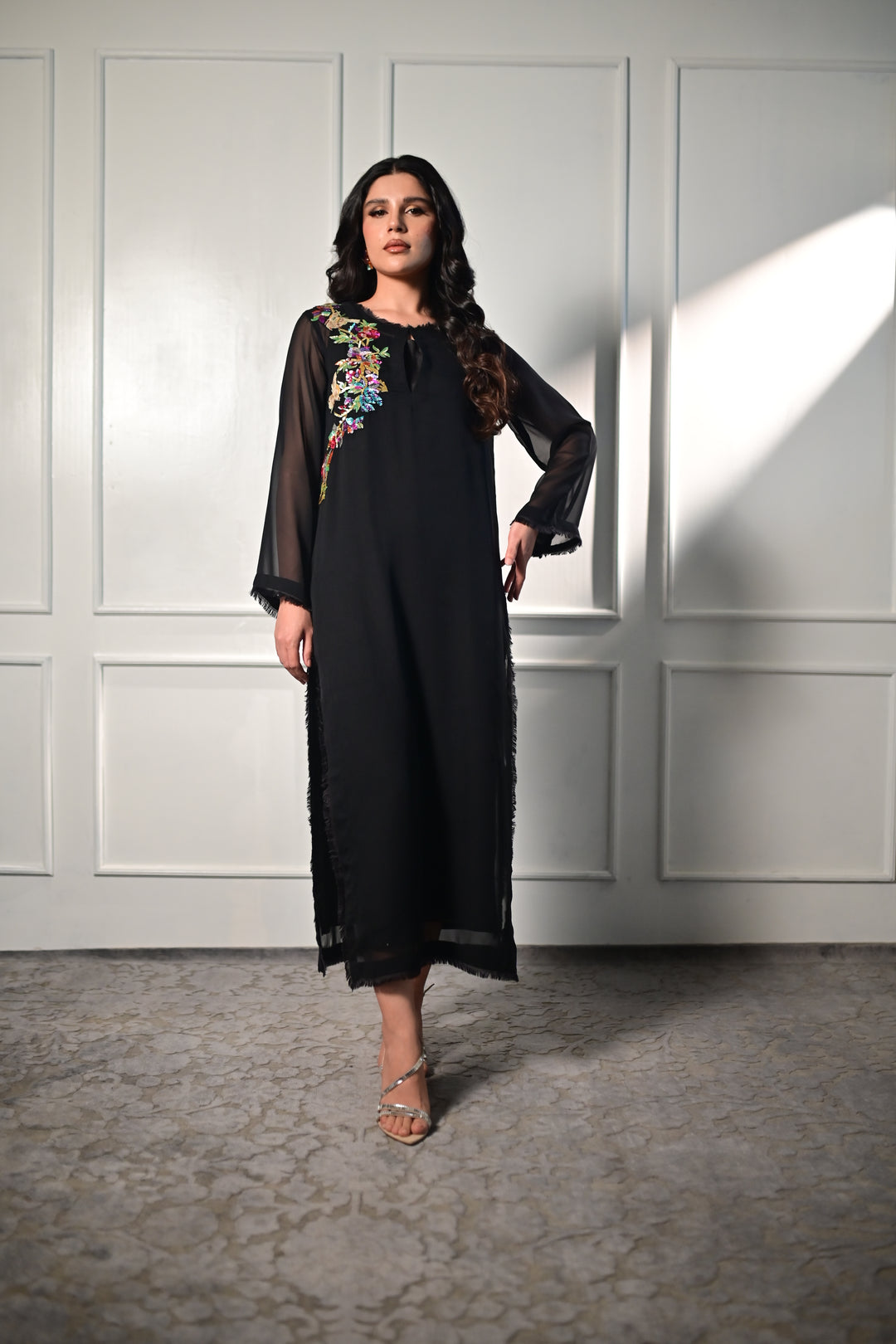 Insia Sohail - Bird Of Paradise - Black - Georgette - 2 Piece