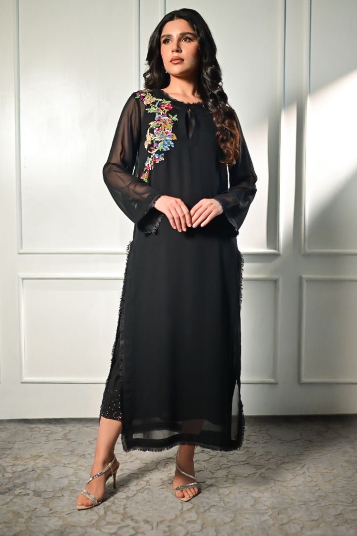 Insia Sohail - Bird Of Paradise - Black - Georgette - 2 Piece