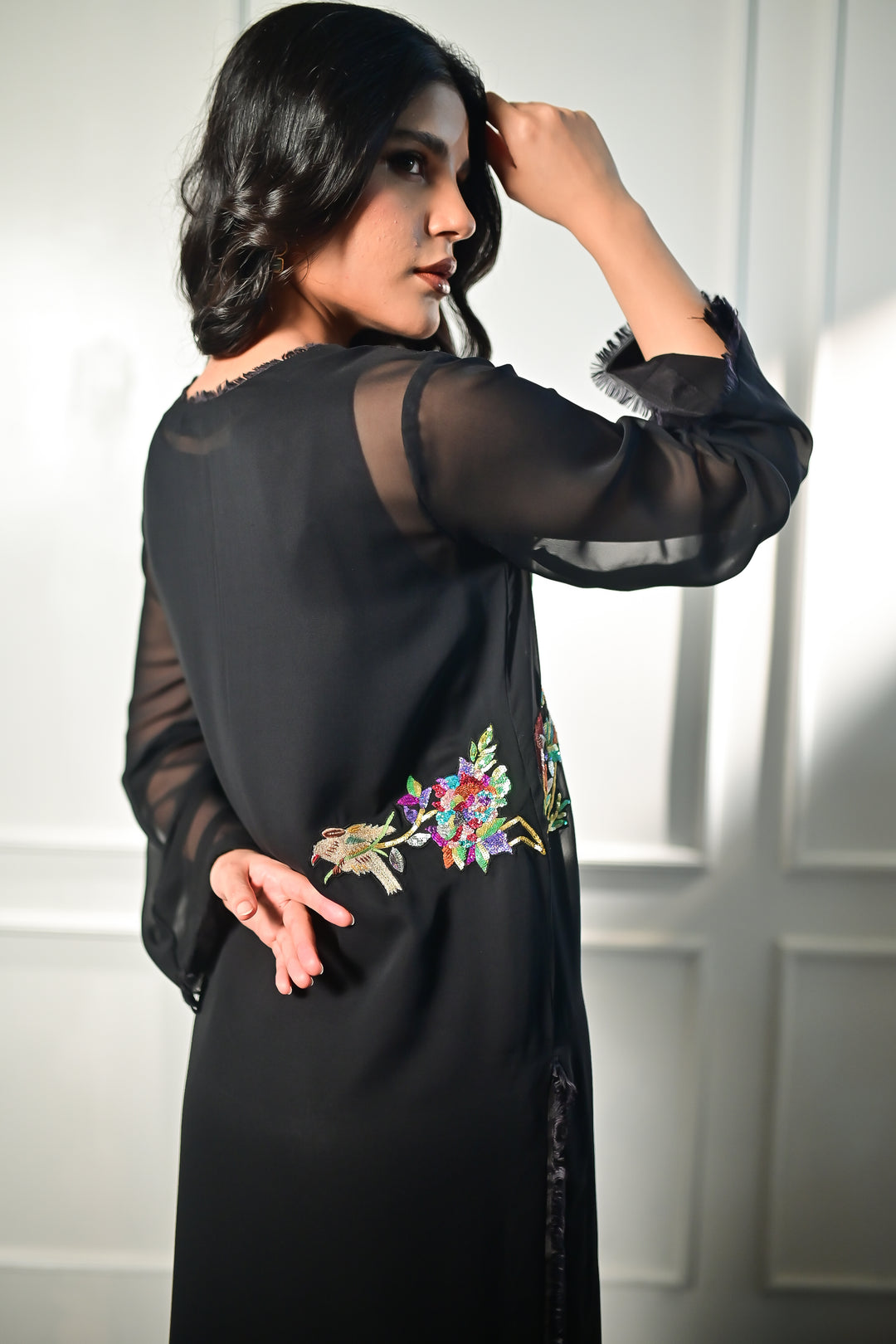 Insia Sohail - Bird Of Paradise - Black - Georgette - 2 Piece