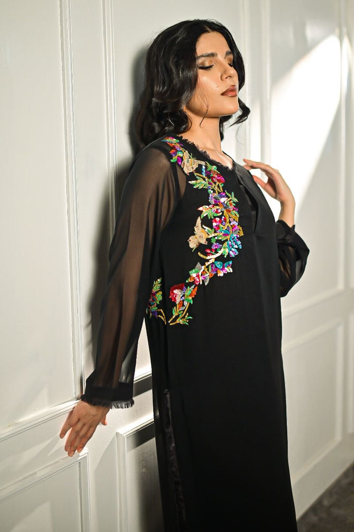 Insia Sohail - Bird Of Paradise - Black - Georgette - 2 Piece