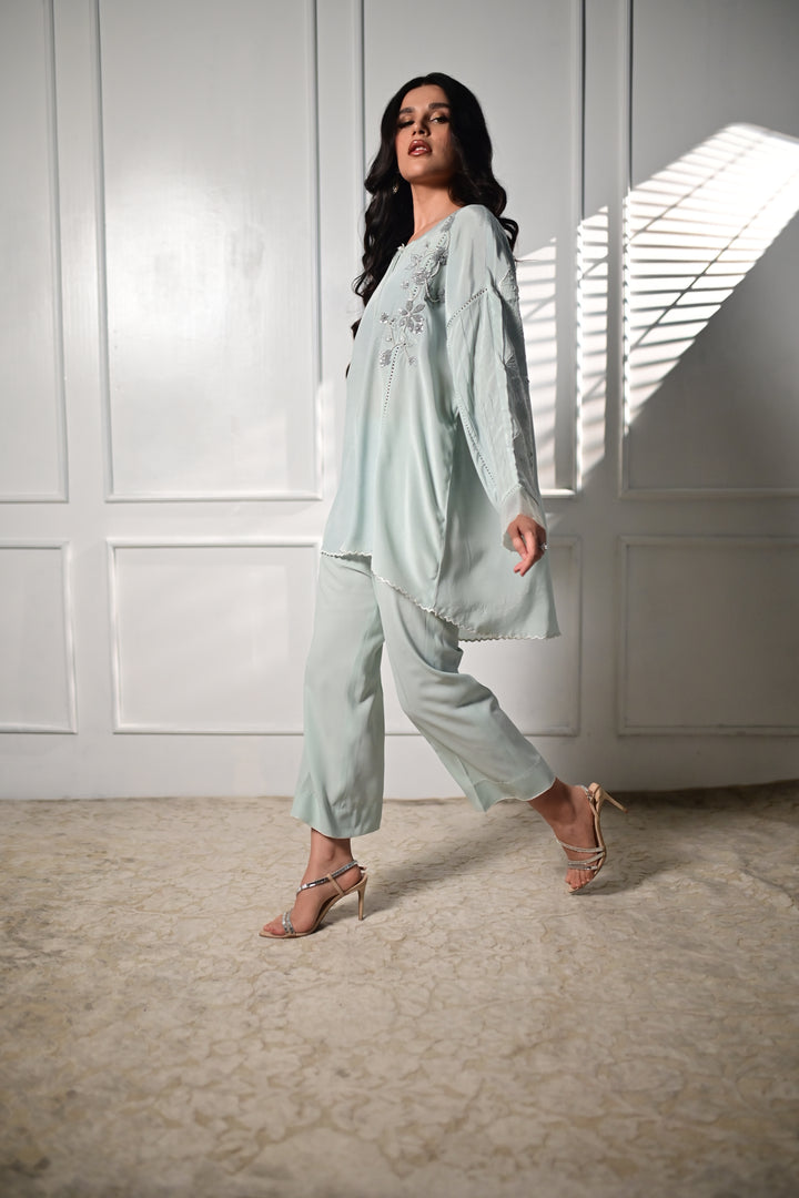 Insia Sohail - Matcha - Ice Green - Silk - 2 Piece