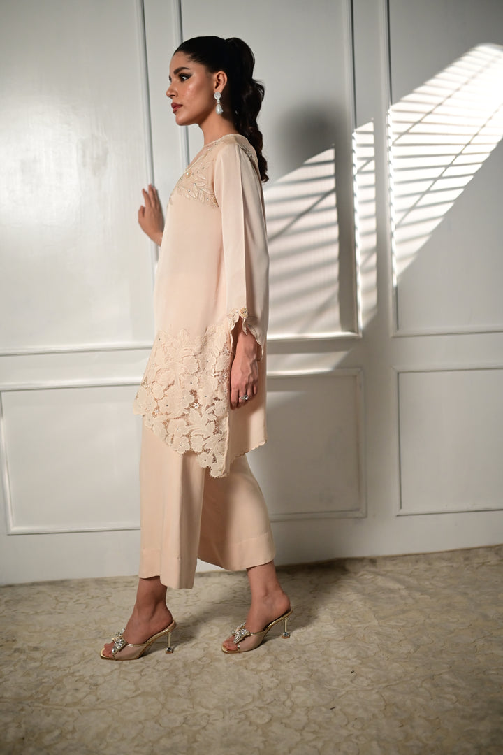 Insia Sohail - Petals - Powder Peach - Georgette - 2 Piece