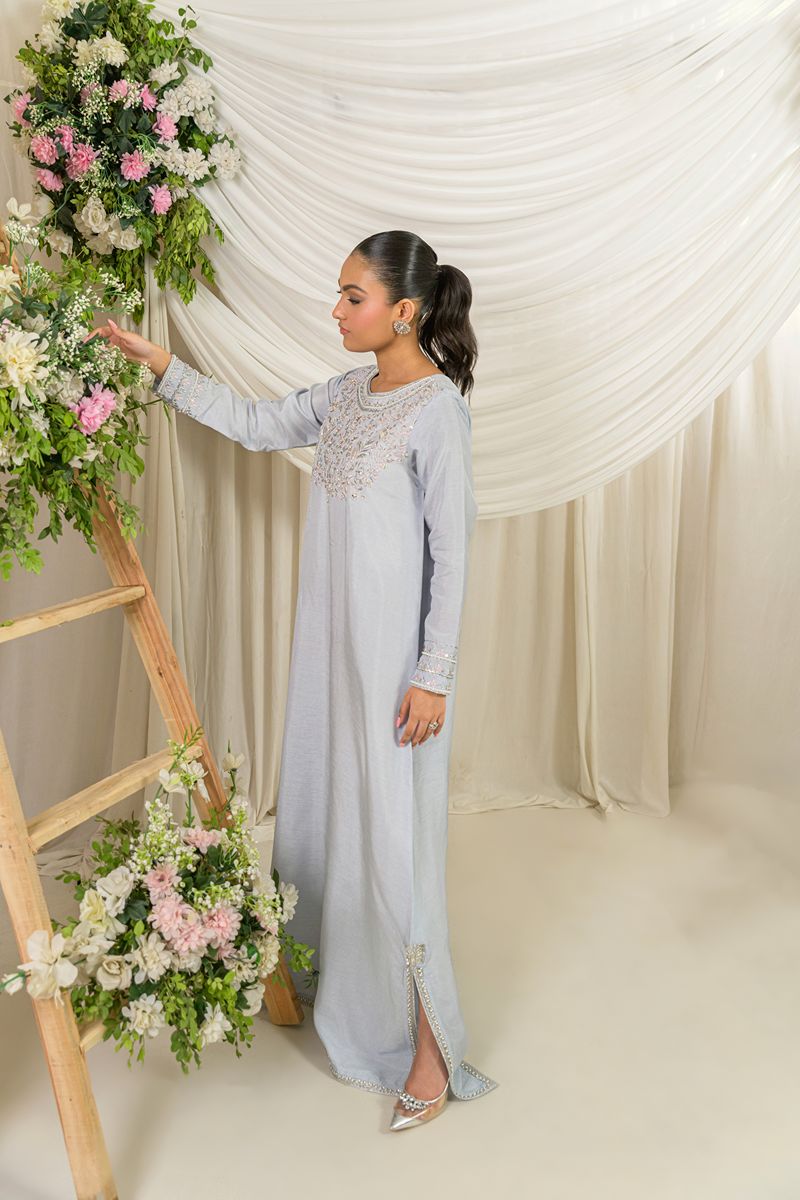 Alishba Kashif - AYLA - Powder blue - Korean Rawsilk - 1 Piece