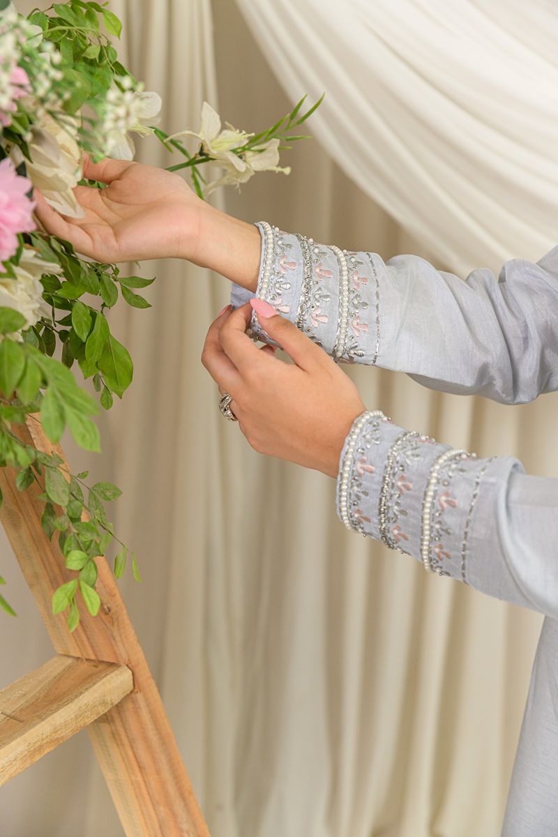 Alishba Kashif - AYLA - Powder blue - Korean Rawsilk - 1 Piece