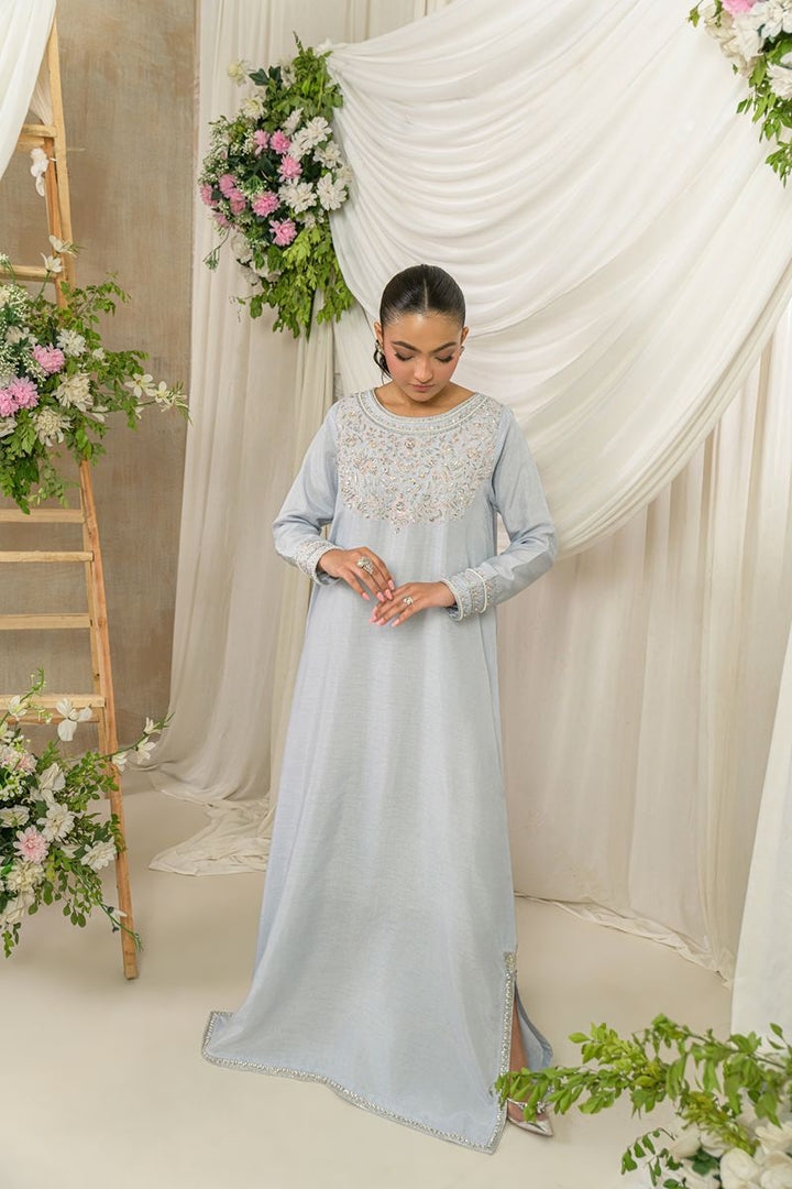 Alishba Kashif - AYLA - Powder blue - Korean Rawsilk - 1 Piece