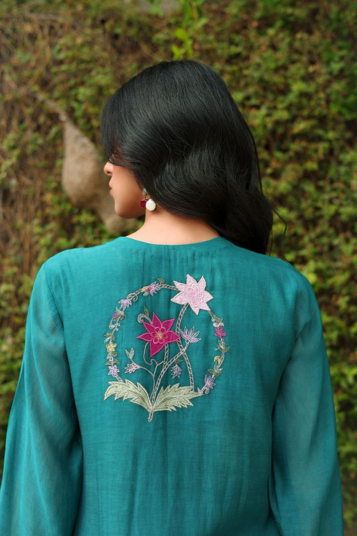 Reema Ahsan - Aelin - Kora Cotton & Organza - Emerald Green - 3 Piece