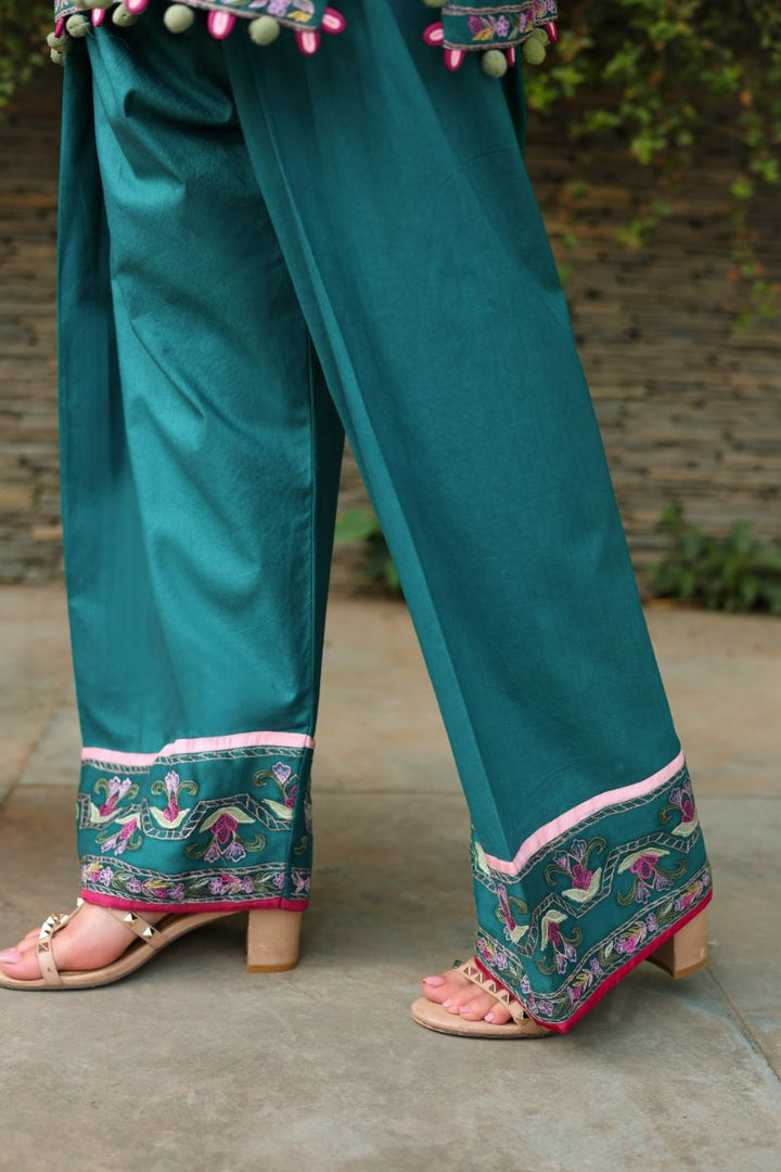 Reema Ahsan - Aelin - Kora Cotton & Organza - Emerald Green - 3 Piece