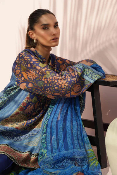 Sania Maskatiya - Aisa Cotton Net & Raw Silk Suit For Women - Navy - 3 Piece