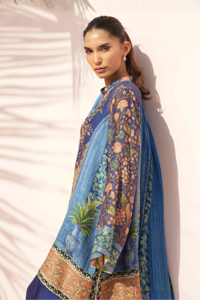 Sania Maskatiya - Aisa Cotton Net & Raw Silk Suit For Women - Navy - 3 Piece