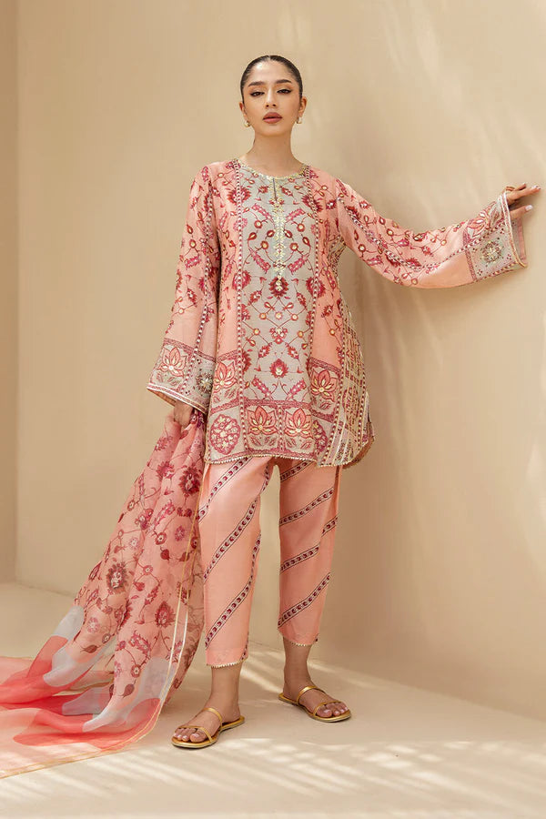 Sania Maskatiya - Aiva (C) - RTD - Cotton Net/Organza/Khaddi Silk - Millennial Pink - 3 Piece