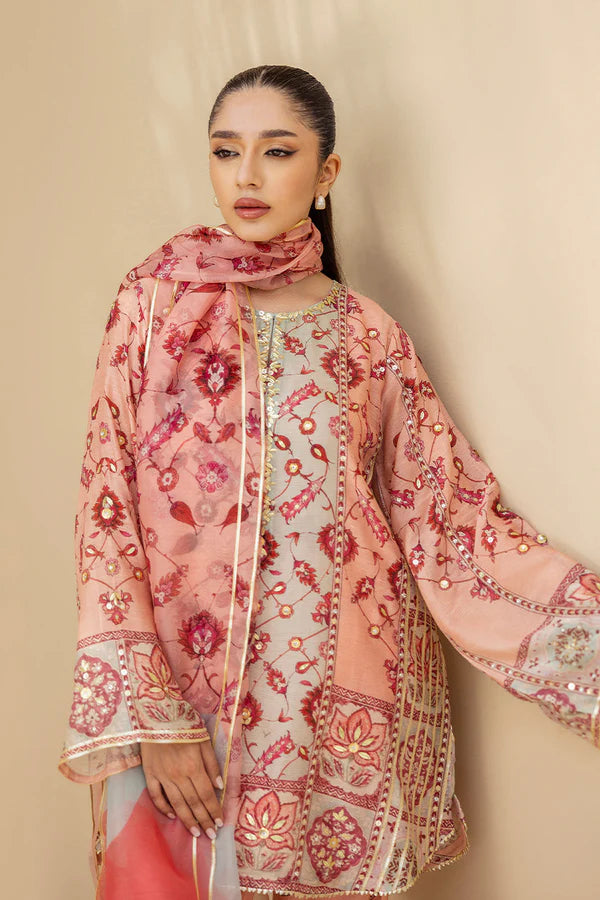 Sania Maskatiya - Aiva (C) - RTD - Cotton Net/Organza/Khaddi Silk - Millennial Pink - 3 Piece