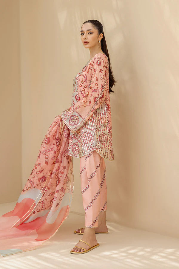Sania Maskatiya - Aiva (C) - RTD - Cotton Net/Organza/Khaddi Silk - Millennial Pink - 3 Piece