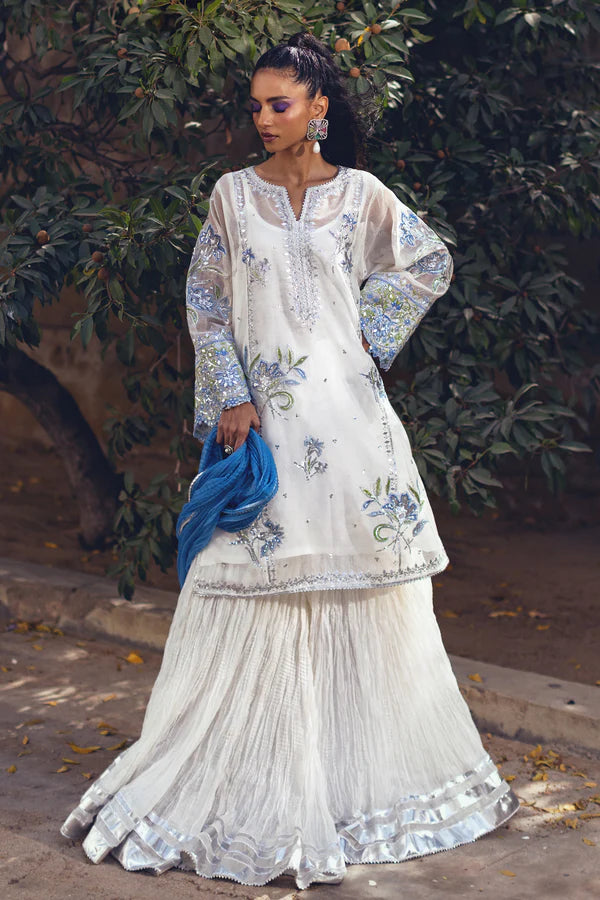 Sanam Chaudhri - Alara Cotton Net Suit For Women - White - 3 Piece