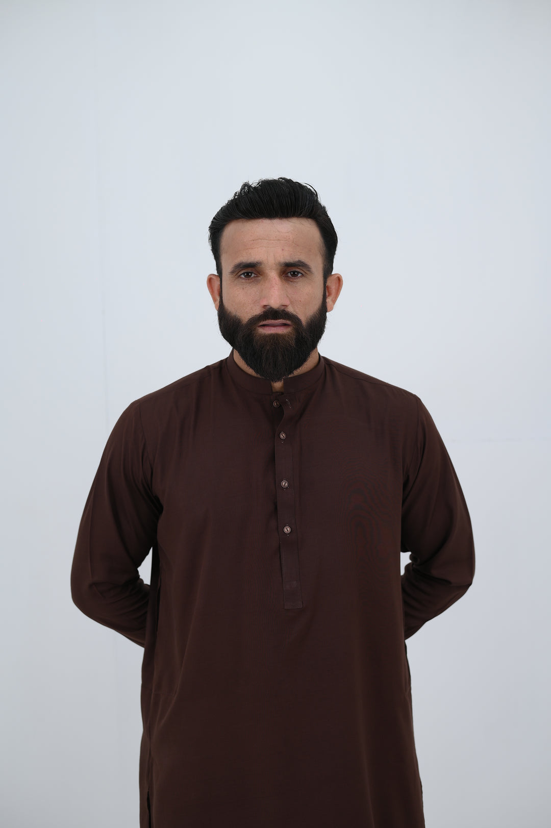 AlifYay - Blended Kurta Shalwar With Waistcoat For Men - Brown - 3 Piece Suit