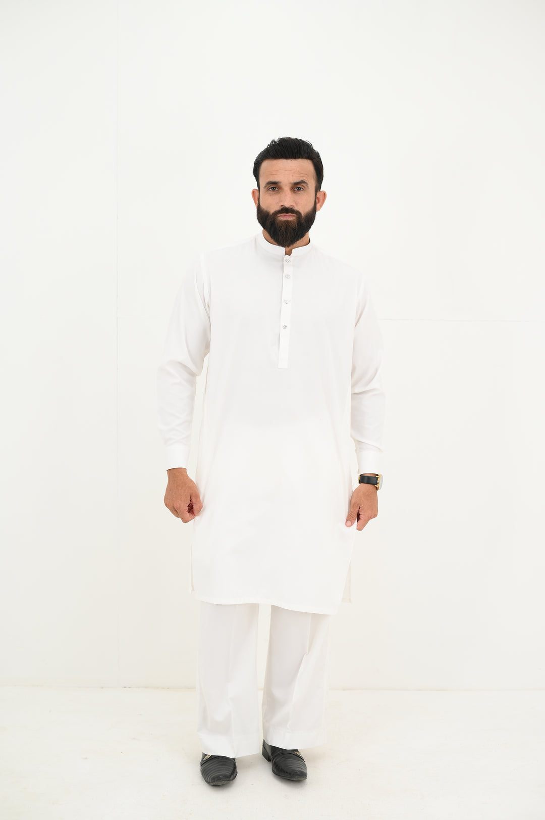 AlifYay - Blended Kurta With Farshi Pajama For Men - White - 2 Piece Suit