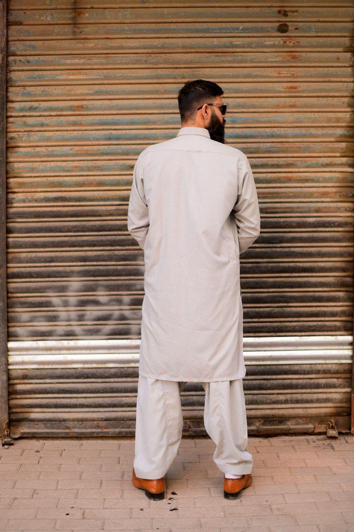 AlifYay - Cotton Kameez Shalwar For Men - Grey - 2 Piece Suit