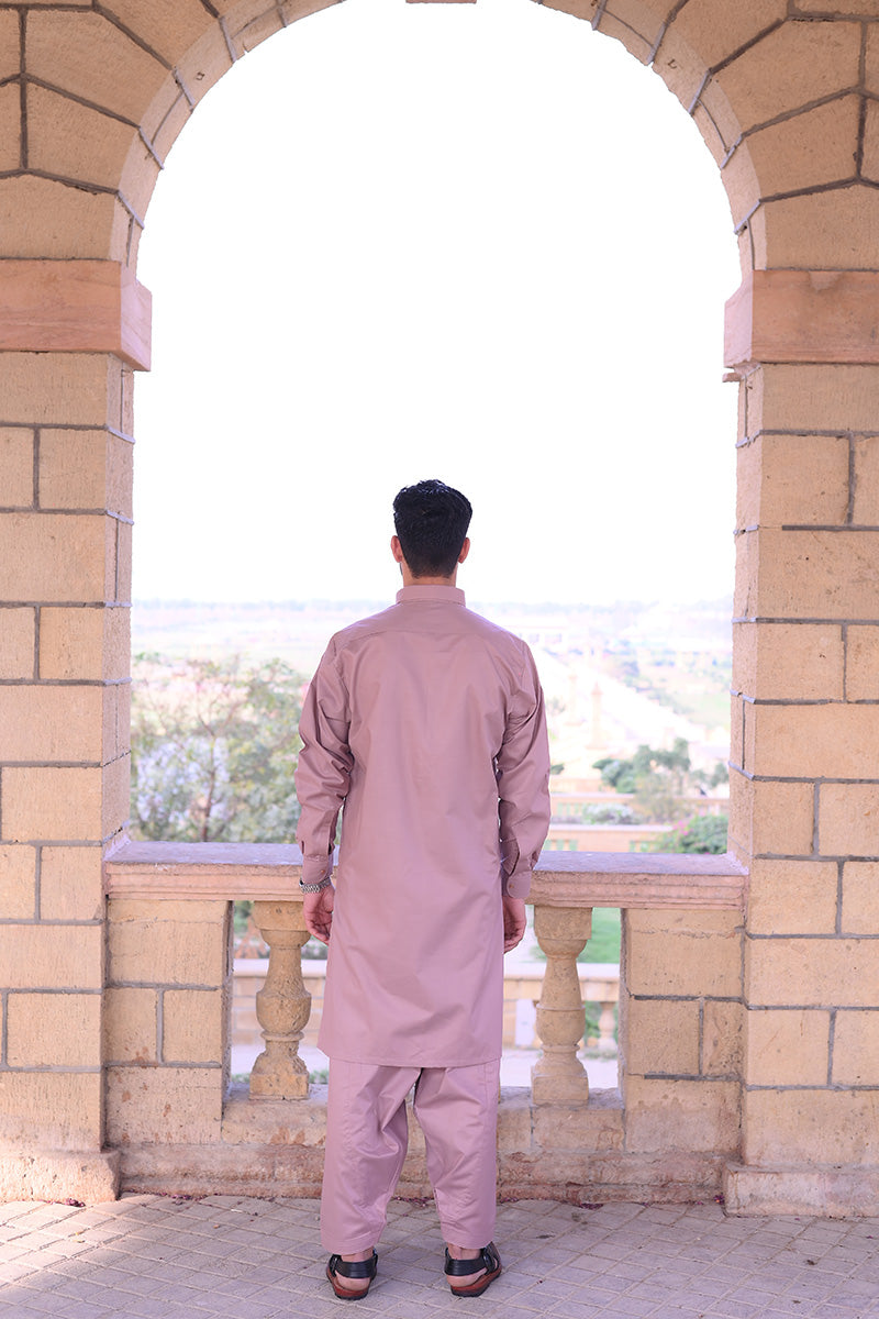 AlifYay - Cotton Kameez Shalwar For Men - Light Pink - 2 Piece Suit