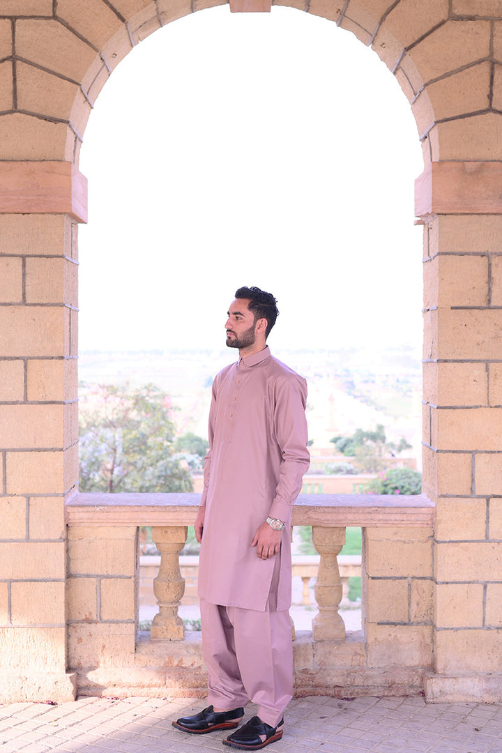 AlifYay - Cotton Kameez Shalwar For Men - Light Pink - 2 Piece Suit