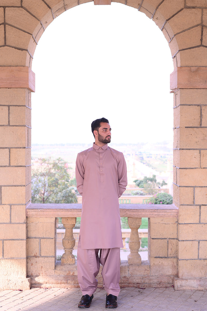 AlifYay - Cotton Kameez Shalwar For Men - Light Pink - 2 Piece Suit
