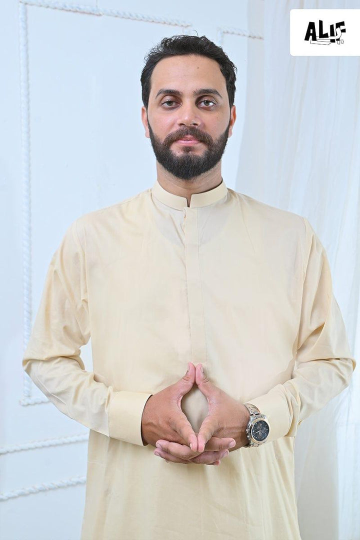 AlifYay - Cotton Kurta Pajama For Men - Cream - 2 Piece Suit