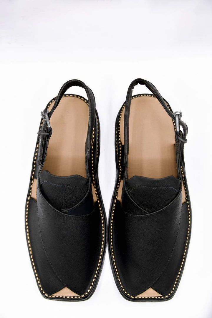 AlifYay Men Charsadda Black Peshawri Chappal AY FW10