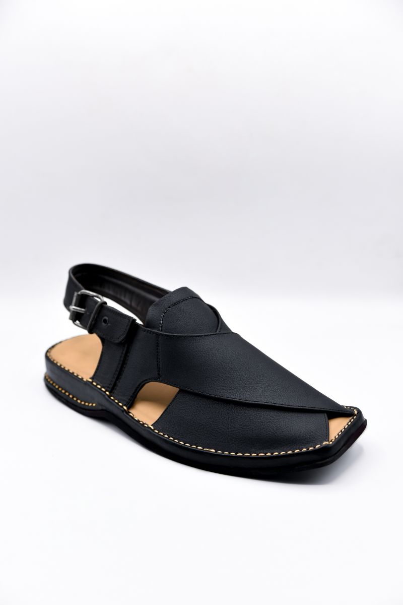 AlifYay Men Charsadda Black Peshawri Chappal AY FW10