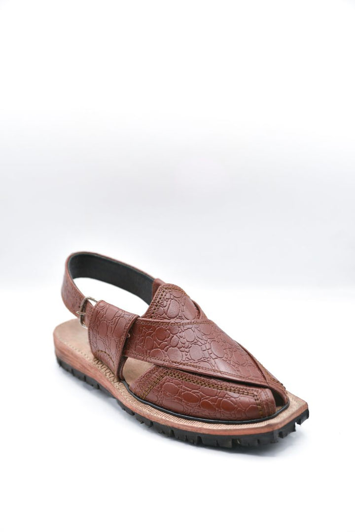 AlifYay Men Nyrosi Brown(textured) Peshawri Chappal Black AY FW18