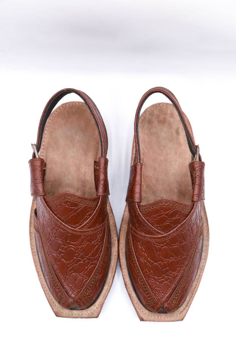 AlifYay Men Nyrosi Brown(textured) Peshawri Chappal Black AY FW18