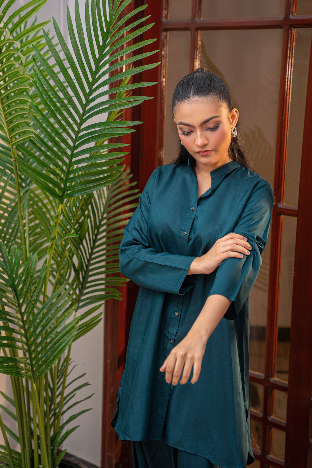 Alishba Kashif - Deep Serenity Viscose Suit For Women - Teal - 2 Piece