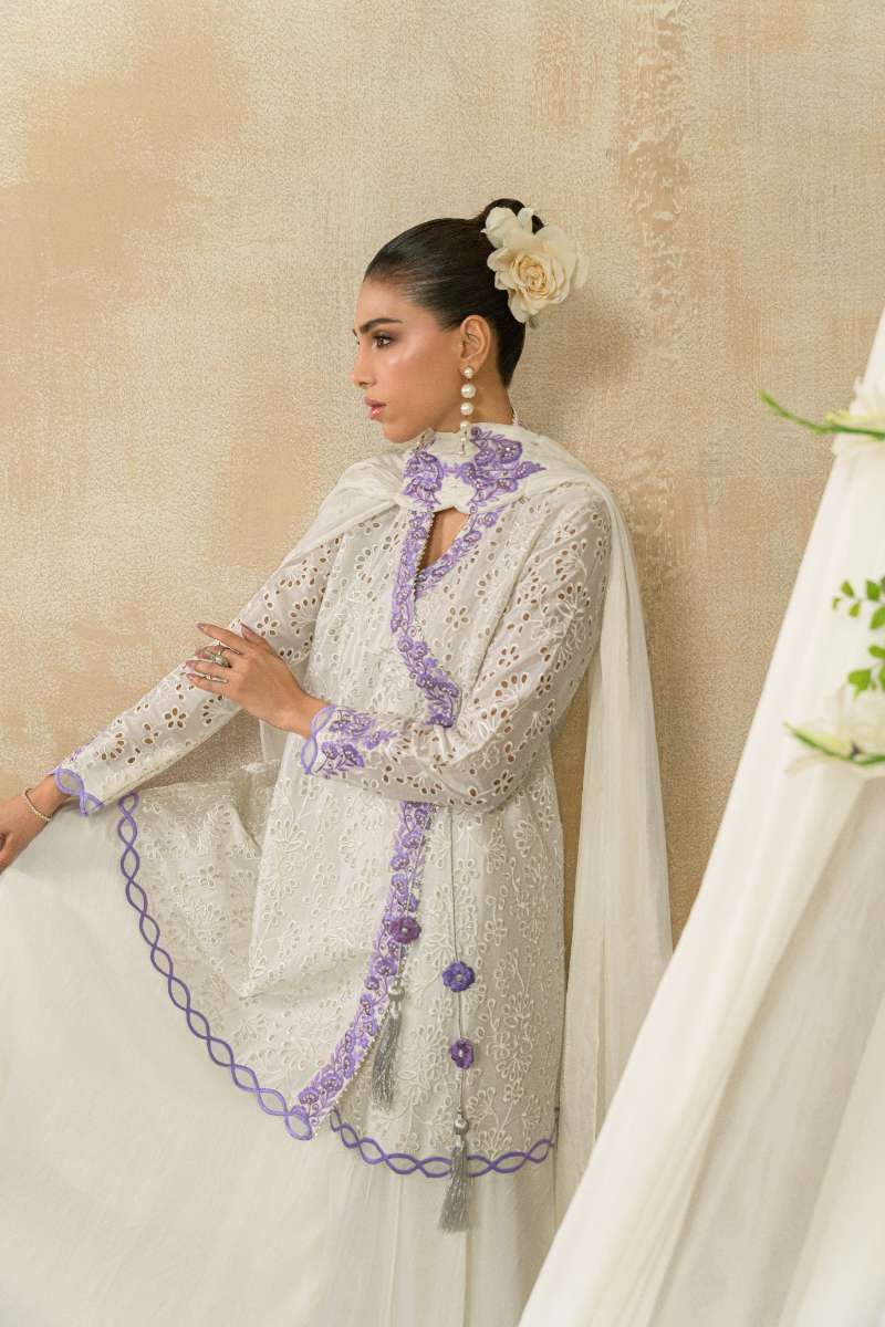 Alishba Kashif - Elan Blanc  - White - Viscose Silk - 3 Piece