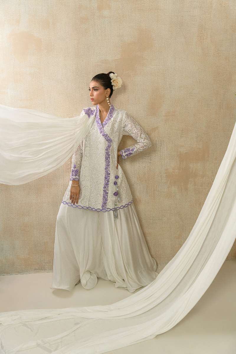Alishba Kashif - Elan Blanc  - White - Viscose Silk - 3 Piece
