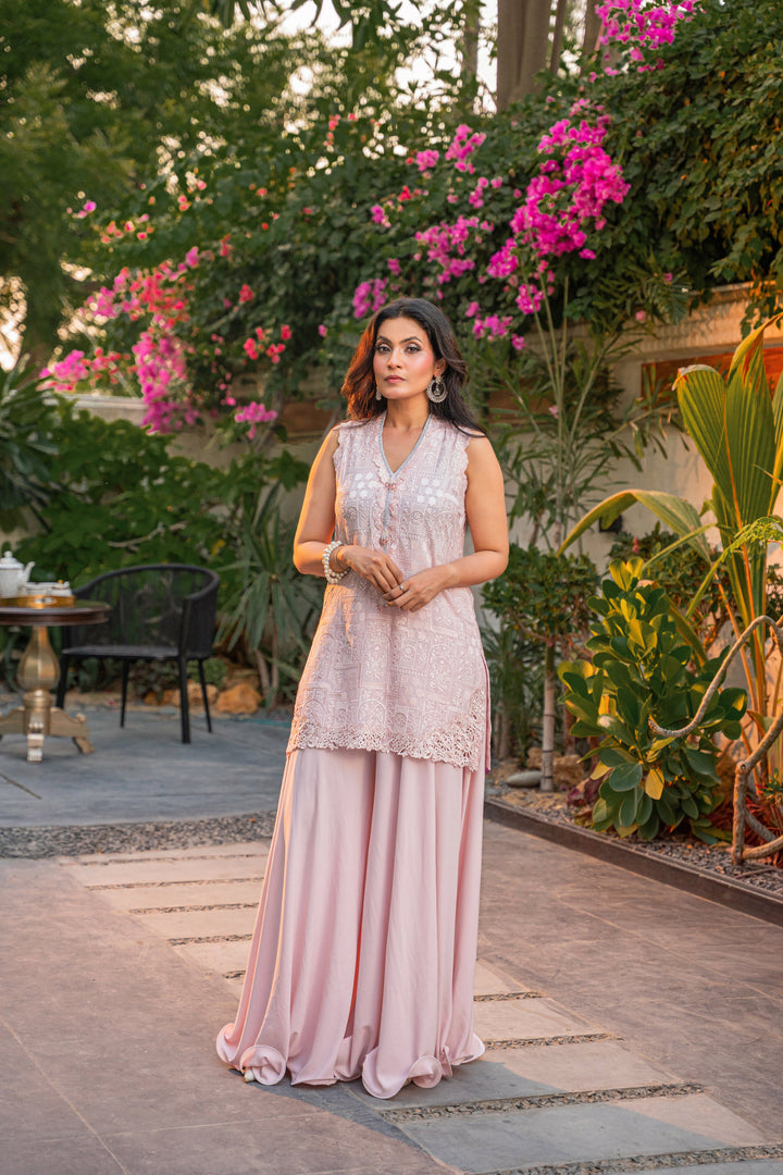 Alishba Kashif - Fleur De Lune Satin, Silk Suit For Women - Pink - 2 Piece