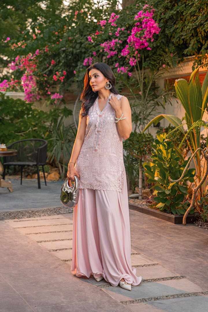 Alishba Kashif - Fleur De Lune Satin, Silk Suit For Women - Pink - 2 Piece