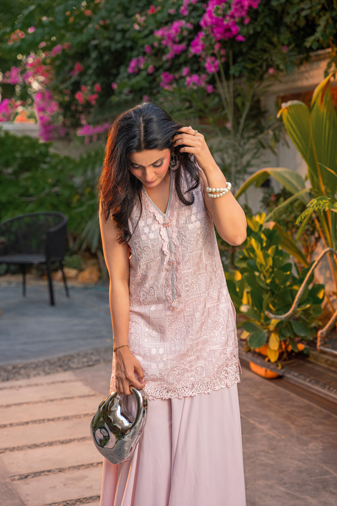 Alishba Kashif - Fleur De Lune Satin, Silk Suit For Women - Pink - 2 Piece
